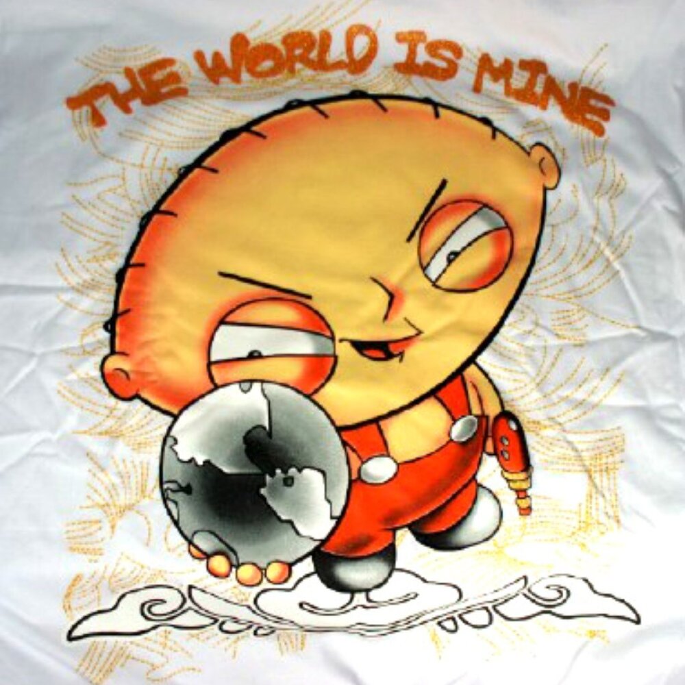 Stewie The Cartoon Big Head Character Big & Tall 3XL White T-Shirt